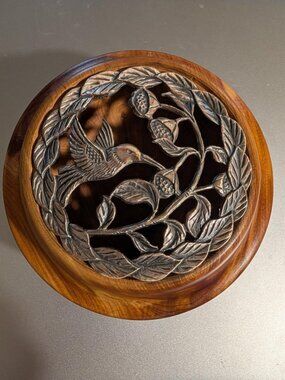 Vintage Hand Crafted by Larry Kellogg Trinket or Potpourri Wooden Bowl